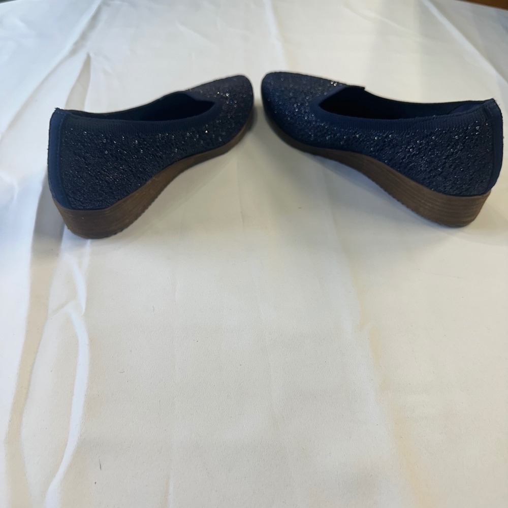 Skechers Cleo 2.0 Love Spell Navy Blue Shimmer Knit Pointed Toe Flats Shoes - Picture 6 of 12